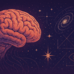 Cerebro conectado con el universo, inspirado en la teoría sintérgica de Jacobo Grinberg que plantea la realidad como ilusión mental.